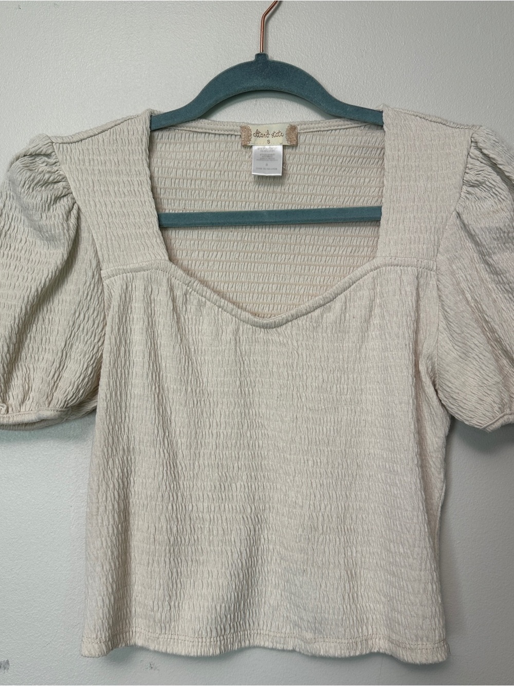 Altar'd State Smocked Square-Neck Puff Sleeve Blouse